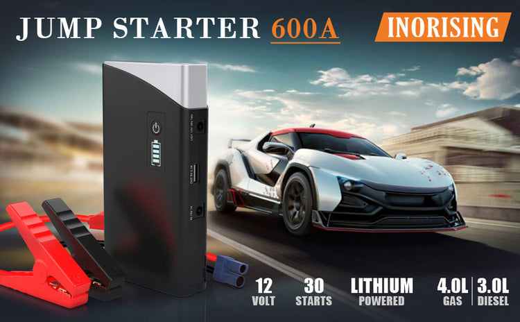 Inorising MS200 jump starter with 600A peak current for small cars, SUVs, and light pickup trucks.