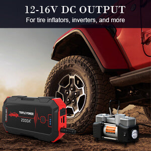 DC output ports of the Inorising jump starter MS-401, showing multiple charging options for cars, motorcycles, and devices.