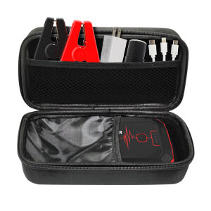What’s included in the Inorising jump starter MS-401 package – lithium jump starter set with cables, charger, and carrying case.