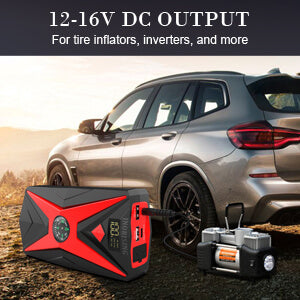 DC output ports of the Inorising jump starter MS-402, providing multiple charging options for cars, motorcycles, and devices.